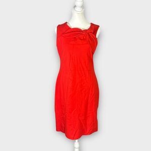 Banana Republic Sheath Dress Women's 4 Red Sleeveless Mini Bow Round Neck